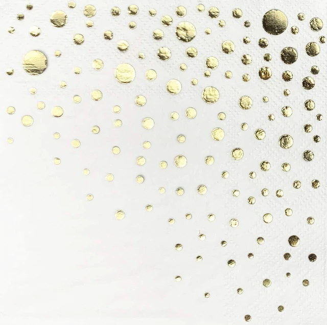 Alt view image 3 of 7 - Gold Cocktail Napkins, 100 White and Gold Party Napkins, 5x5 Inch