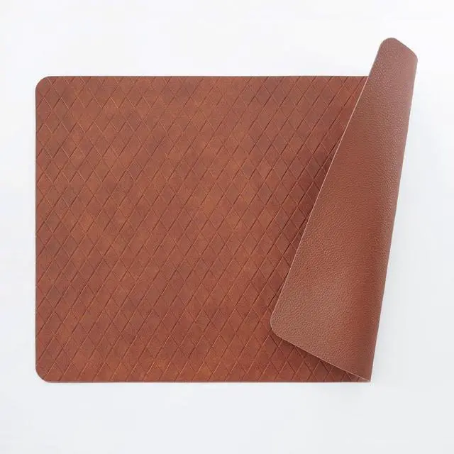 Alt view image 2 of 7 - Indoor/Outdoor Washable Geometric Vinyl Faux Leather Table Dining Placemats, Set of 4