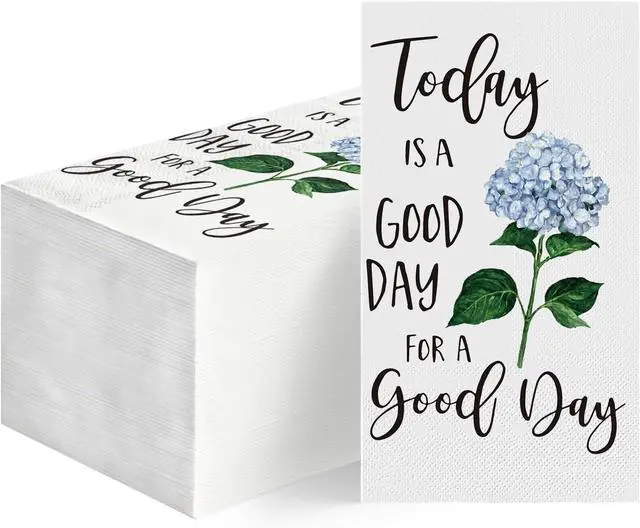 Main image of 100Pcs Paper Napkins, Blue Hydrangea Good Day Celebration