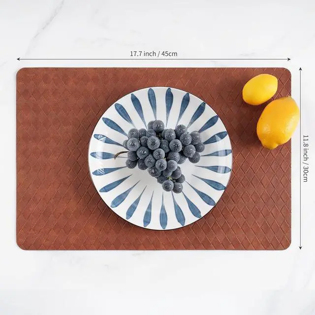 Alt view image 4 of 7 - Indoor/Outdoor Washable Geometric Vinyl Faux Leather Table Dining Placemats, Set of 4