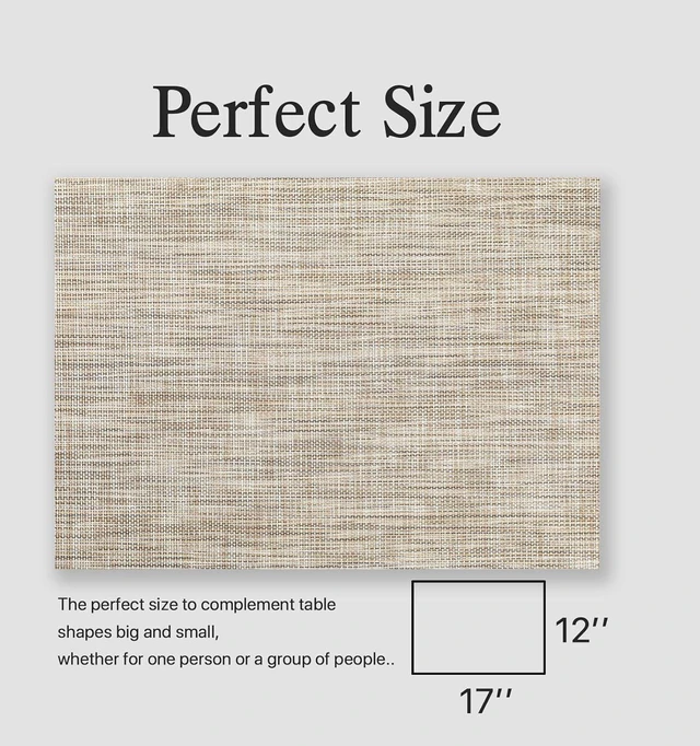 Alt view image 6 of 6 - Placemats Set of 4 - Easy Clean Woven Vinyl Placemats for Dining Table, Indoor/Outdoor Place Mats, Washable PVC Table MatsCaramel