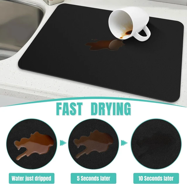 Alt view image 3 of 7 - Coffee Mat Super Absorbent Dish Drying Mat Coffee Bar Accessories Match with Machine Large Drying Mats for Kitchen Counter 12" W x 19" L, Black