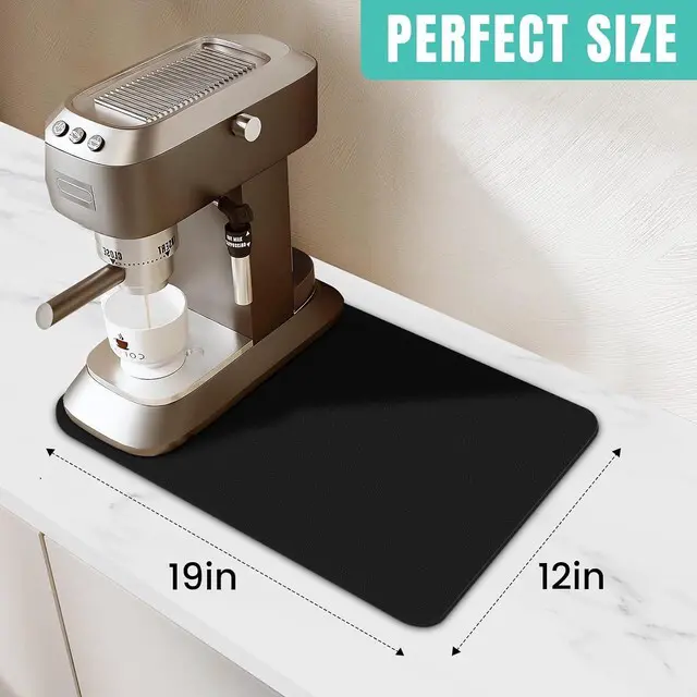Alt view image 2 of 7 - Coffee Mat Super Absorbent Dish Drying Mat Coffee Bar Accessories Match with Machine Large Drying Mats for Kitchen Counter 12" W x 19" L, Black