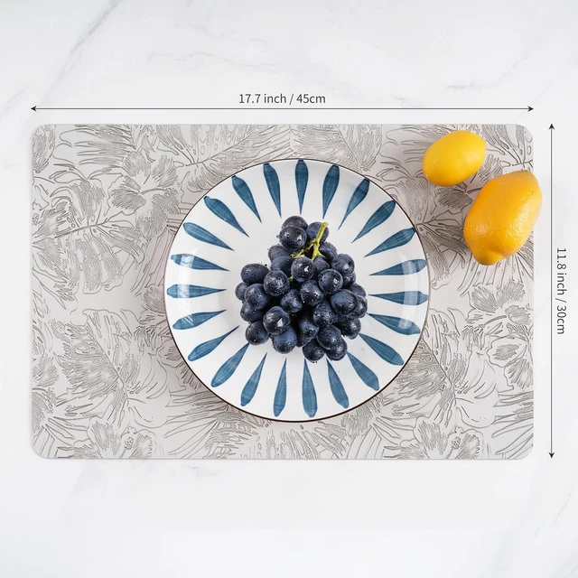 Alt view image 4 of 7 - Indoor/Outdoor Washable Embossed Vinyl Faux Leather Table Dining Placemats, Set of 4