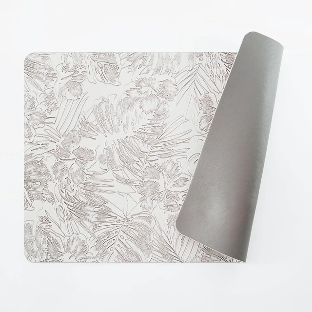 Alt view image 2 of 7 - Indoor/Outdoor Washable Embossed Vinyl Faux Leather Table Dining Placemats, Set of 4