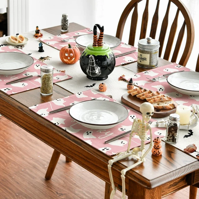 Alt view image 5 of 6 - Pink Ghost Spooky Halloween Placemats Set of 4-12 x 18 Inch