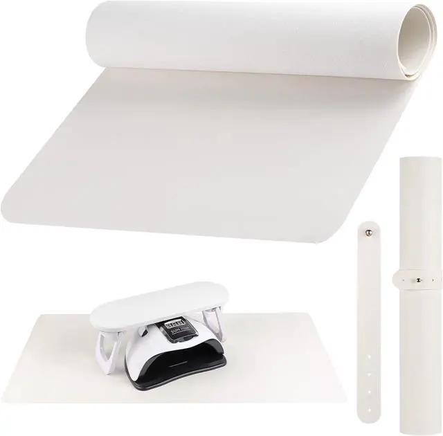 Main image of Nail Art Table Mat, (MAT ONLY) Foldable Nail Art Hand Rest Pad for Nail Arm Rest, Soft Microfiber PU Leather Nail Mat for Table, Manicure Mat Nail Table Pad Desk Mat for Nail Tech Must Haves - White