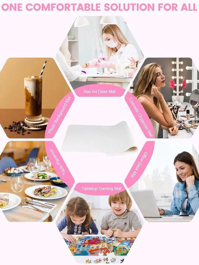 Alt view image 7 of 7 - Nail Art Table Mat, (MAT ONLY) Foldable Nail Art Hand Rest Pad for Nail Arm Rest, Soft Microfiber PU Leather Nail Mat for Table, Manicure Mat Nail Table Pad Desk Mat for Nail Tech Must Haves - White