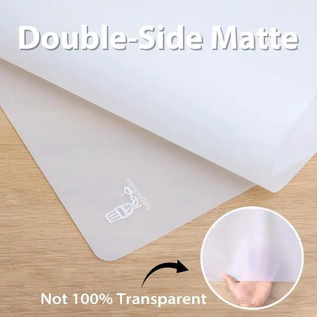 Alt view image 5 of 7 - Thick Silicone Counter Mat Large 23.4"by15.6", Heat Resistant Mat for Kitchen Table/Countertop Protector/Non Stick Pastry Baking Placemats, Silicone Pad for Crafts Kids Super Kitchen White Translucent