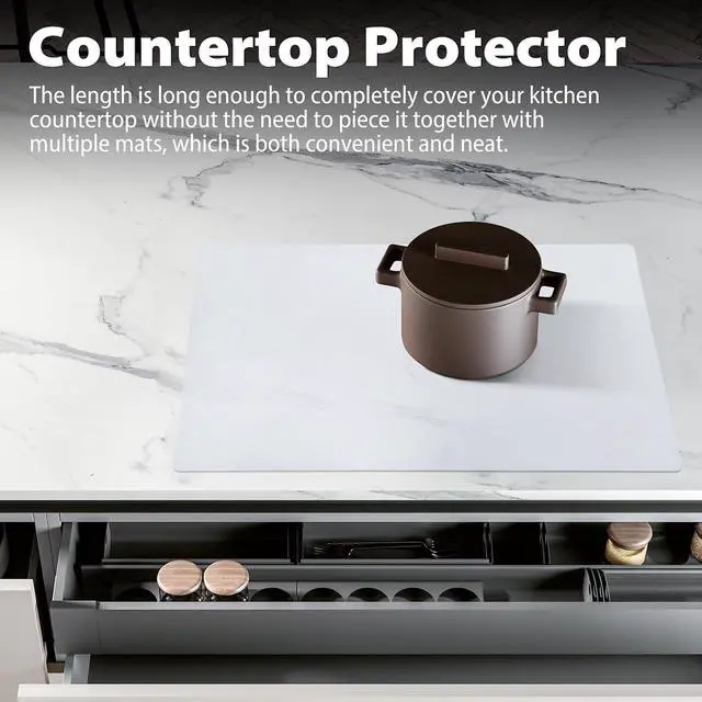 Alt view image 7 of 7 - Thick Silicone Counter Mat Large 23.4"by15.6", Heat Resistant Mat for Kitchen Table/Countertop Protector/Non Stick Pastry Baking Placemats, Silicone Pad for Crafts Kids Super Kitchen White Translucent