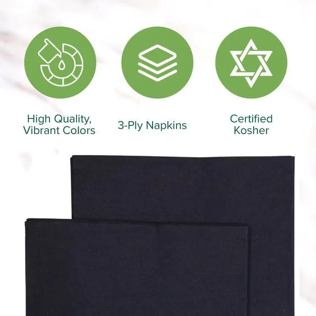 Alt view image 5 of 6 - SimuLinen Black Disposable Paper Napkins, 3-Ply, 13in x 13in - 30 Pack - Simplicity Collection, Perfect for Birthday or Dessert Parties