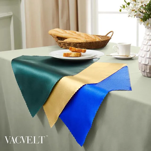 Alt view image 4 of 7 - 12 Pack Light Gold Satin Napkins - 17x17 Inch Scalloped Elegant Dinner Napkins for Wedding, Restaurant, Banquet, Graduation Party