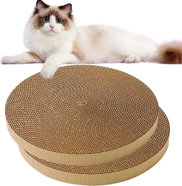 Main image of Round Cat Scratcher Refill, 10 Inch Cat Scratching Board for Indoor Cats, Cardboard Cat Scratcher Pads Circle Replacement, Double-Sided (2 PCS)