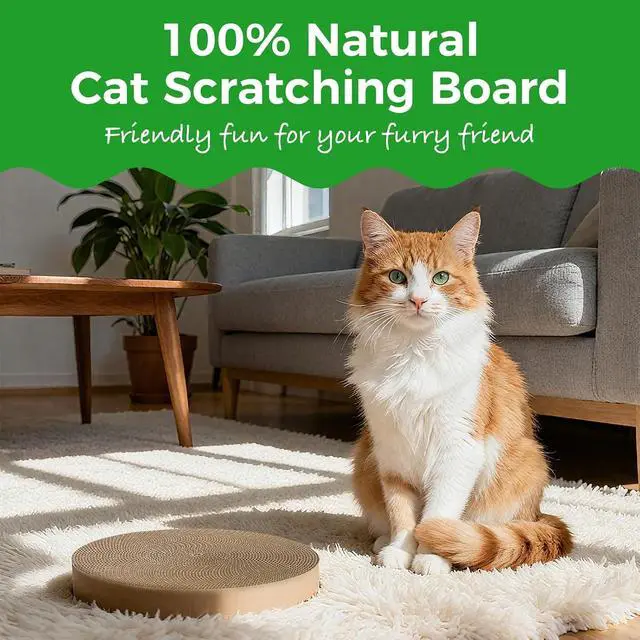 Alt view image 2 of 7 - Round Cat Scratcher Refill, 10 Inch Cat Scratching Board for Indoor Cats, Cardboard Cat Scratcher Pads Circle Replacement, Double-Sided (2 PCS)