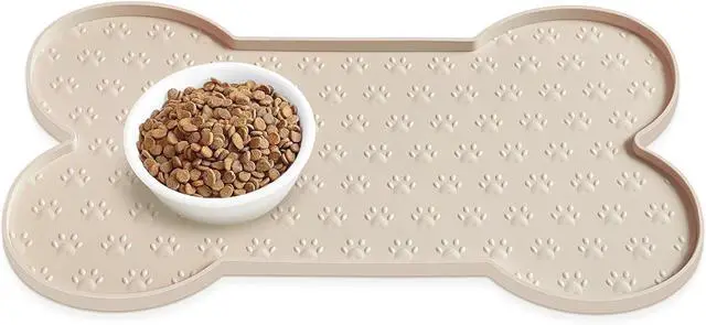 Main image of Dog Food Mat Anti-Slip Silicone Dog Bowl Mat Thicker Pet Placemat Waterproof Cat Feeder Pad with Raised Edge Puppy Kitten Feeding Mats Suitable Small Medium-Sized Dogs Cats Eating Tray