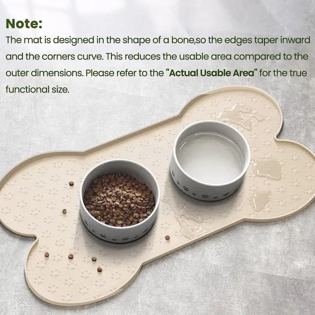 Alt view image 2 of 7 - Dog Food Mat Anti-Slip Silicone Dog Bowl Mat Thicker Pet Placemat Waterproof Cat Feeder Pad with Raised Edge Puppy Kitten Feeding Mats Suitable Small Medium-Sized Dogs Cats Eating Tray