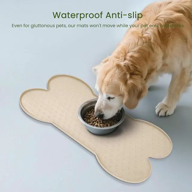 Alt view image 4 of 7 - Dog Food Mat Anti-Slip Silicone Dog Bowl Mat Thicker Pet Placemat Waterproof Cat Feeder Pad with Raised Edge Puppy Kitten Feeding Mats Suitable Small Medium-Sized Dogs Cats Eating Tray