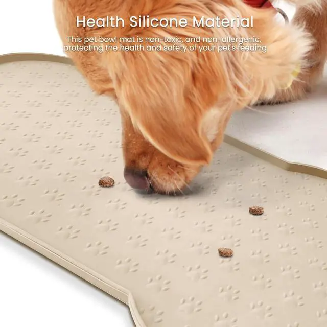 Alt view image 6 of 7 - Dog Food Mat Anti-Slip Silicone Dog Bowl Mat Thicker Pet Placemat Waterproof Cat Feeder Pad with Raised Edge Puppy Kitten Feeding Mats Suitable Small Medium-Sized Dogs Cats Eating Tray