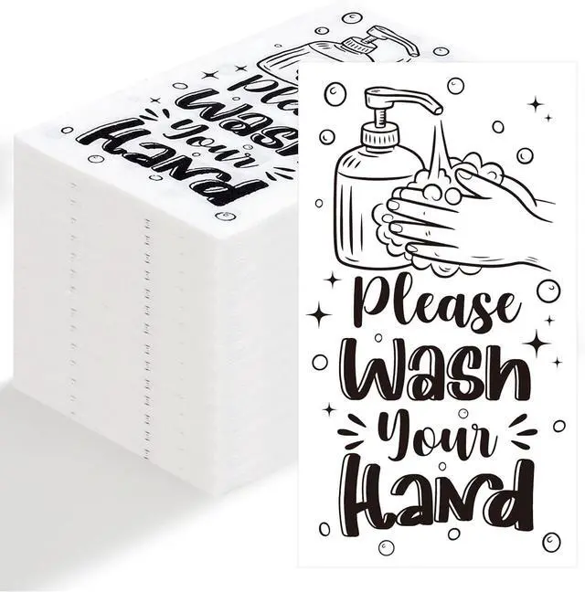 Main image of Disposable Hand Towels for Bathroom, 100 PCS Wash Your Hands Paper Napkins, Bathroom Etiquette Napkins Guest Disposable, Paper Towels Napkin for Powder Room Wedding Birthday Anniversary Baby Shower