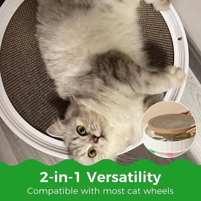 Alt view image 6 of 7 - Round Cat Scratcher Refill, 10 Inch Cat Scratching Board for Indoor Cats, Cardboard Cat Scratcher Pads Circle Replacement, Double-Sided (2 PCS)