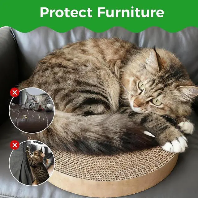 Alt view image 7 of 7 - Round Cat Scratcher Refill, 10 Inch Cat Scratching Board for Indoor Cats, Cardboard Cat Scratcher Pads Circle Replacement, Double-Sided (2 PCS)