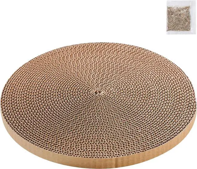 Main image of Round Cat Scratcher Refill 10 inch Diameter 3/5 Inch Thickness Circle Scratcher Replacement Scratcher Pads for Indoor Cats Scratching Cardboard (1 Pc)