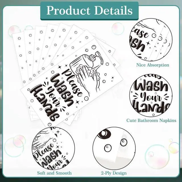 Alt view image 6 of 7 - Disposable Hand Towels for Bathroom, 100 PCS Wash Your Hands Paper Napkins, Bathroom Etiquette Napkins Guest Disposable, Paper Towels Napkin for Powder Room Wedding Birthday Anniversary Baby Shower