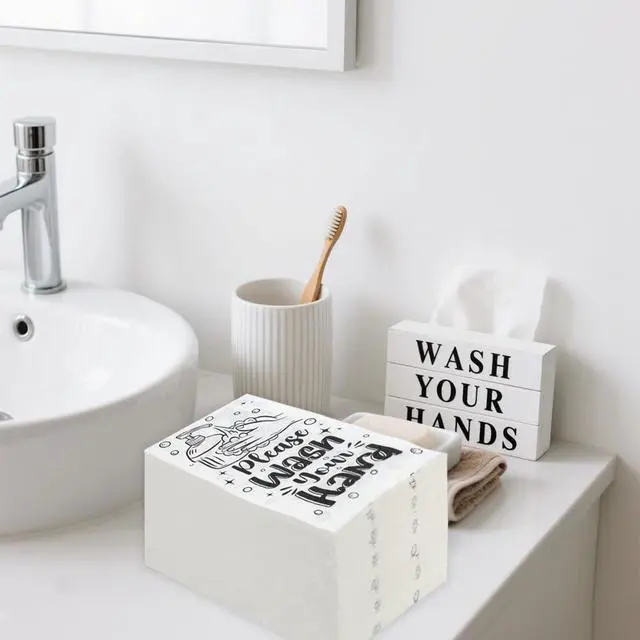 Alt view image 7 of 7 - Disposable Hand Towels for Bathroom, 100 PCS Wash Your Hands Paper Napkins, Bathroom Etiquette Napkins Guest Disposable, Paper Towels Napkin for Powder Room Wedding Birthday Anniversary Baby Shower