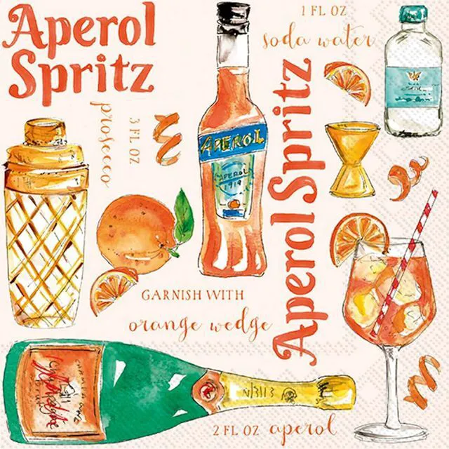 Main image of IHR Ideal Home Range Cocktail Napkins Disposable 3-Ply Paper Party Napkin Pack, 5" x 5", Aperol Spritz, 20-Count