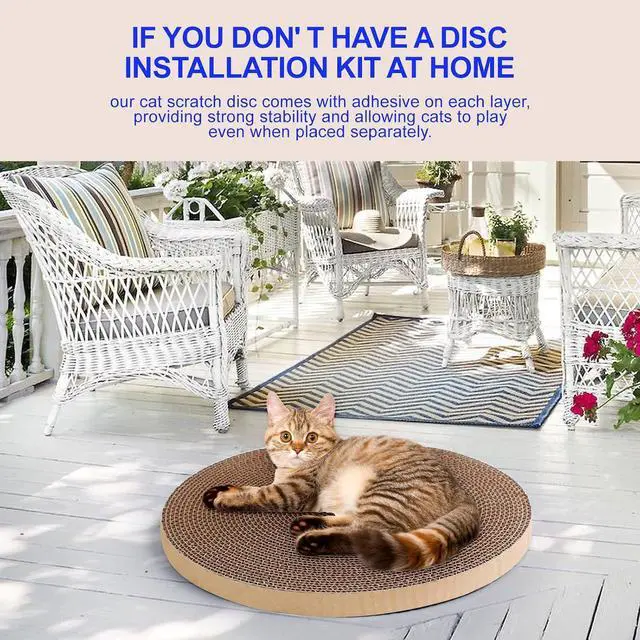Alt view image 4 of 7 - Round Cat Scratcher Refill 10 inch Diameter 3/5 Inch Thickness Circle Scratcher Replacement Scratcher Pads for Indoor Cats Scratching Cardboard (1 Pc)