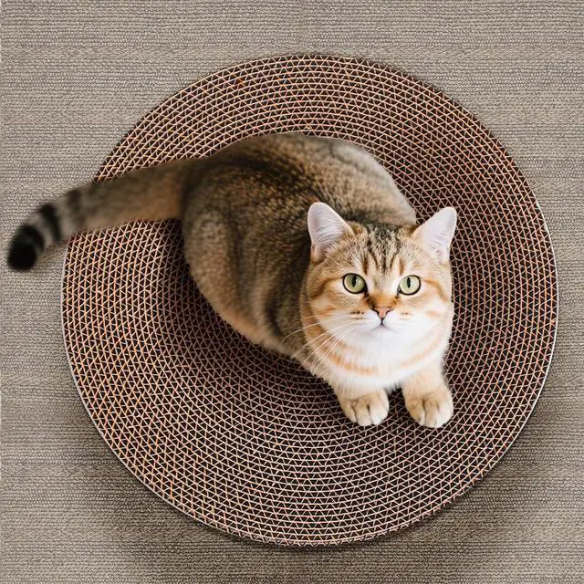 Alt view image 7 of 7 - Round Cat Scratcher Refill 10 inch Diameter 3/5 Inch Thickness Circle Scratcher Replacement Scratcher Pads for Indoor Cats Scratching Cardboard (1 Pc)