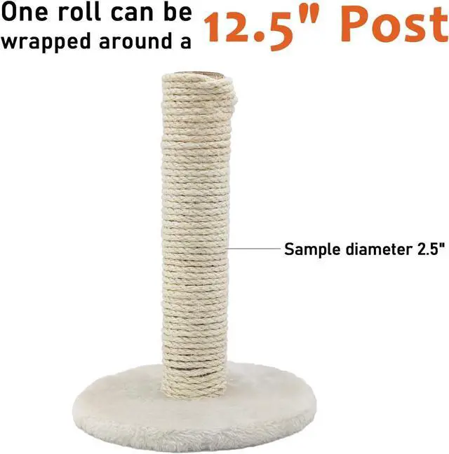 Alt view image 4 of 7 - 1/4in 32FT Natural Sisal Rope for Cat Tree, Cat Scratch Rope Replacement | Real Sisal Rope for Cat Scratching Post Cat Scratcher Repair, Better Scratching Texture Less Shedding, Flaxen