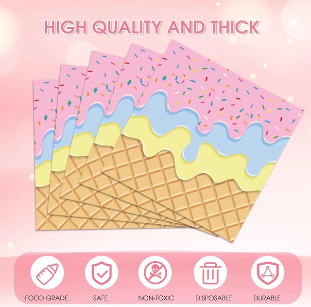 Alt view image 2 of 6 - 40 PCS Ice Cream Party Napkins 2-Ply 6.5x6.5 Inch Disposable Paper Napkins with Colorful Sprinkles Print for Boys & Girls Baby Shower, Appetizer, Dessert, Dinner & Donut Parties