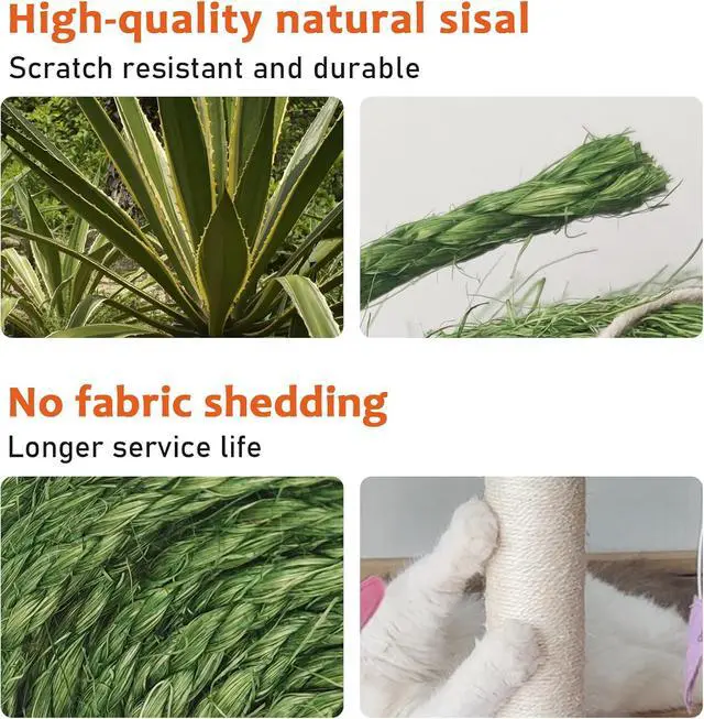 Alt view image 6 of 7 - 1/4in 32FT Natural Sisal Rope for Cat Tree, Cat Scratch Rope Replacement | Real Sisal Rope for Cat Scratching Post Cat Scratcher Repair, Better Scratching Texture Less Shedding, Flaxen