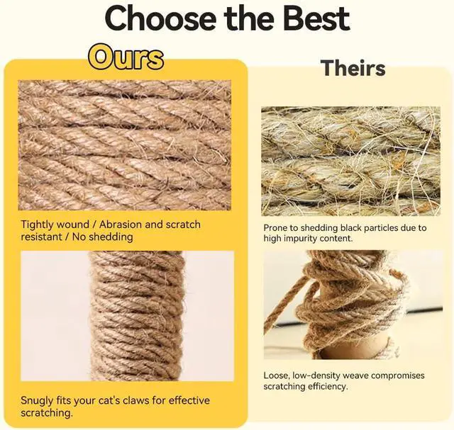 Alt view image 4 of 7 - Natural Sisal Rope, 6mm x 66 ft, Cat Scratcher Repair | Also great for crafts, garden projects, furniture wrapping, scratch pads, and natural home decor beyond cat furniture.