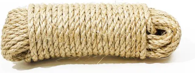 Main image of 1/4 Inch Natural Sisal Rope for Cat Scratching Posts, 50FT Abrasion Resistance Rope, Multipurpose for Cat Tree Repair, DIY Projects, Furniture Wrapping, Indoor/Outdoor Use