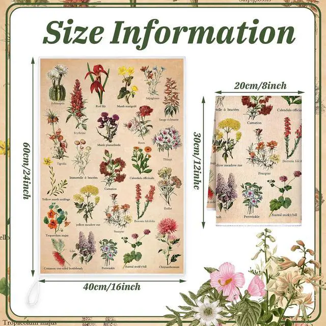 Alt view image 4 of 7 - 4 Pcs Floral Kitchen Towels Plant Hand Towels Rustic Flower Tea Towel Vintage Cottage Core Decor Wildflower Absorbent Dishcloth Witch Fairy Decoration for Home Housewarming Gift Spring Holiday