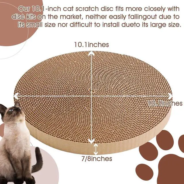 Alt view image 2 of 6 - Round Cat Scratcher Refill 10 inch Diameter 7/8 Inch Thickness Circle Cardboard Cat Scratcher Replacement Pads Cat Scratching Boardcat Scratcher Pad for Indoor1 PCS