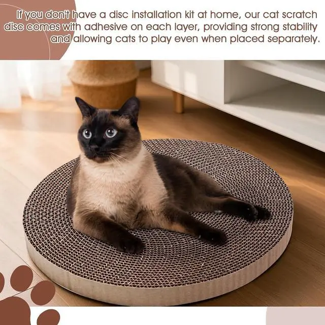 Alt view image 4 of 6 - Round Cat Scratcher Refill 10 inch Diameter 7/8 Inch Thickness Circle Cardboard Cat Scratcher Replacement Pads Cat Scratching Boardcat Scratcher Pad for Indoor1 PCS
