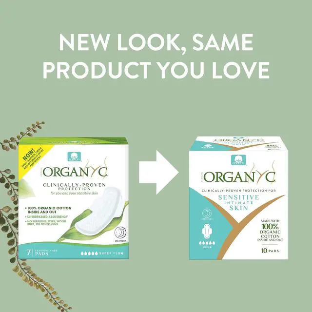 Alt view image 7 of 7 - New and Improved 100% Certified Organic Cotton Inside and Out Overnight Feminine Pads, Heaviest Flow, Super Absorbency 2.0, 7 Count