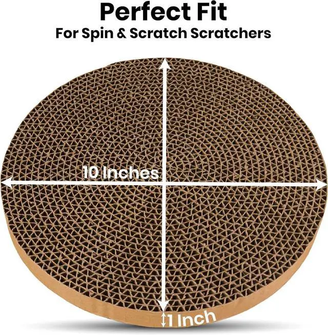 Alt view image 2 of 7 - Scratch and Spin Cat Scratcher Replacement Pads for Active Play, Natural Recycled Corrugated Cardboard, Supports Pet Behaviors, Relieves Stress - 2 Count
