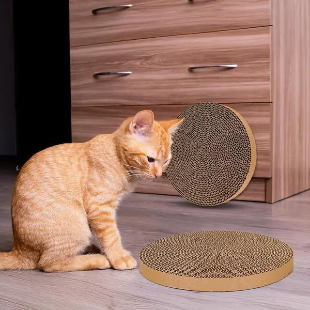 Alt view image 6 of 7 - Scratch and Spin Cat Scratcher Replacement Pads for Active Play, Natural Recycled Corrugated Cardboard, Supports Pet Behaviors, Relieves Stress - 2 Count