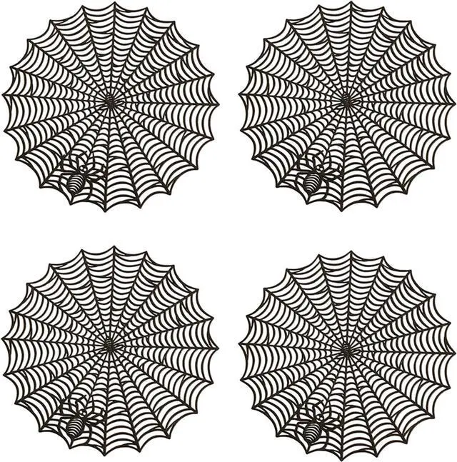 Main image of Halloween Spider Web Placemats Set of 4,15" Non Slip Heat Insulation Table Place Mats,Black Dinner Place Mats Spider Web Table Decoration Halloween Decorations