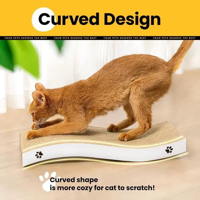 Alt view image 2 of 7 - Cat Scratcher, Durable Scratch Pad, Corrugated Cardboard Scratching Board for Indoor Cats, Heavy Duty, Double-Sided Usability, Recyclable, with Catnip, Medium, 1 Pack