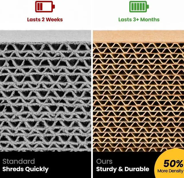 Alt view image 3 of 7 - Cat Scratcher, Durable Scratch Pad, Corrugated Cardboard Scratching Board for Indoor Cats, Heavy Duty, Double-Sided Usability, Recyclable, with Catnip, Medium, 1 Pack