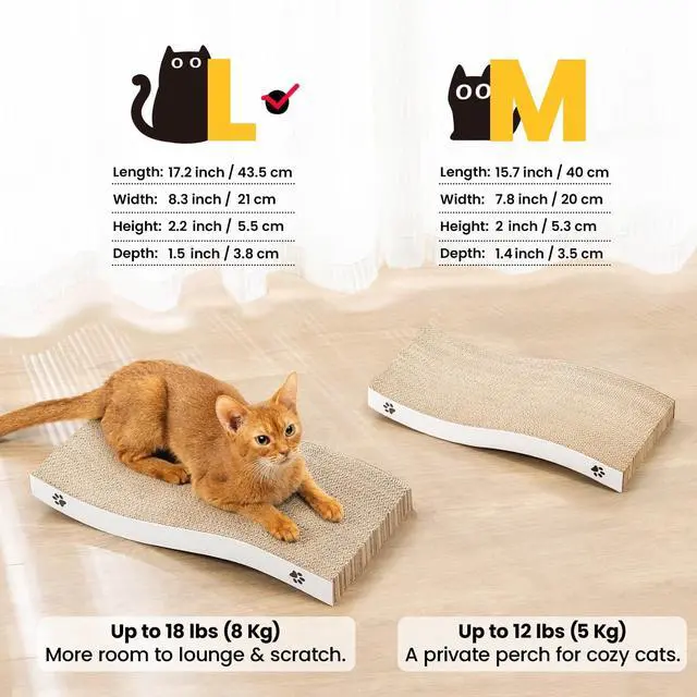 Alt view image 4 of 7 - Cat Scratcher, Durable Scratch Pad, Corrugated Cardboard Scratching Board for Indoor Cats, Heavy Duty, Double-Sided Usability, Recyclable, with Catnip, Medium, 1 Pack