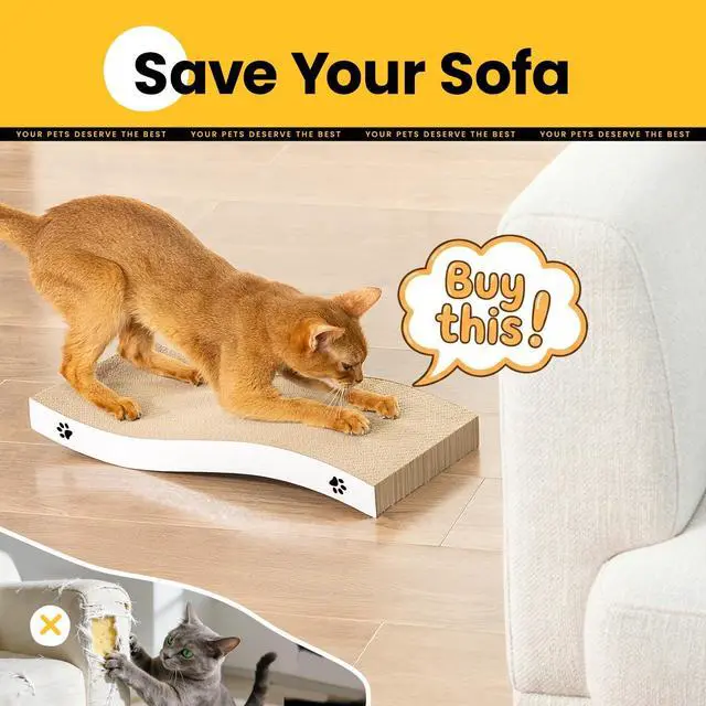 Alt view image 5 of 7 - Cat Scratcher, Durable Scratch Pad, Corrugated Cardboard Scratching Board for Indoor Cats, Heavy Duty, Double-Sided Usability, Recyclable, with Catnip, Medium, 1 Pack