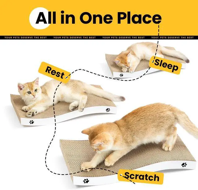 Alt view image 7 of 7 - Cat Scratcher, Durable Scratch Pad, Corrugated Cardboard Scratching Board for Indoor Cats, Heavy Duty, Double-Sided Usability, Recyclable, with Catnip, Medium, 1 Pack