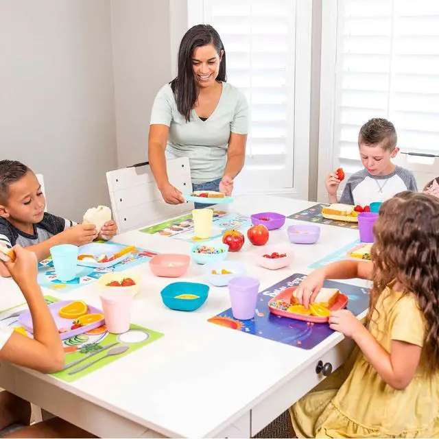 Alt view image 6 of 6 - 6 Pack Reusable Non Slip Educational Placemats for Kids & Toddlers, Learning Mat with Alphabet Numbers & US Map