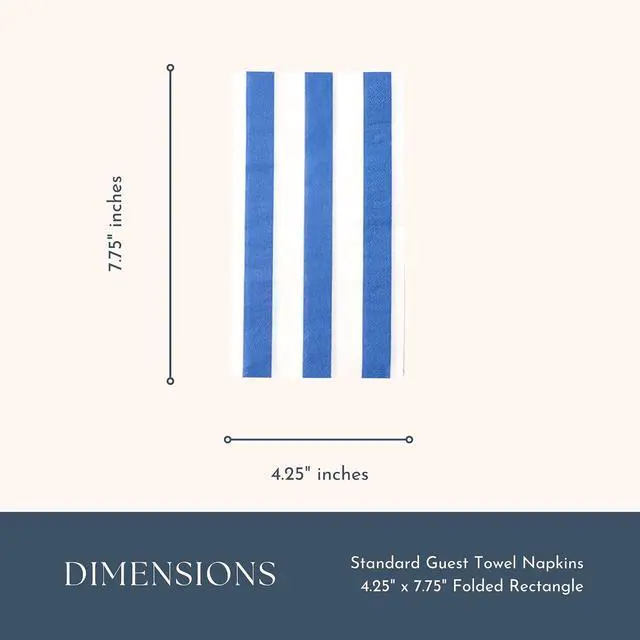 Alt view image 3 of 7 - Bonjour Fête Bright Blue Cabana Stripe Guest Towels | 3-Ply Fancy Large Napkins for Holiday & Birthday Decorations | Premium Party Table Decor | Elegant Party Supplies | Pack of 20, 1/6 Folded